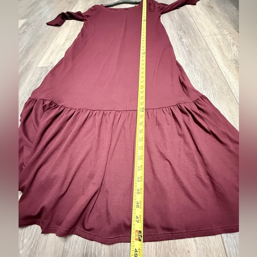 #1) “PRICE FIRM” NEW  Zenana Outfitters Long Sleeve Burgundy Dress - Picture 5 of 8